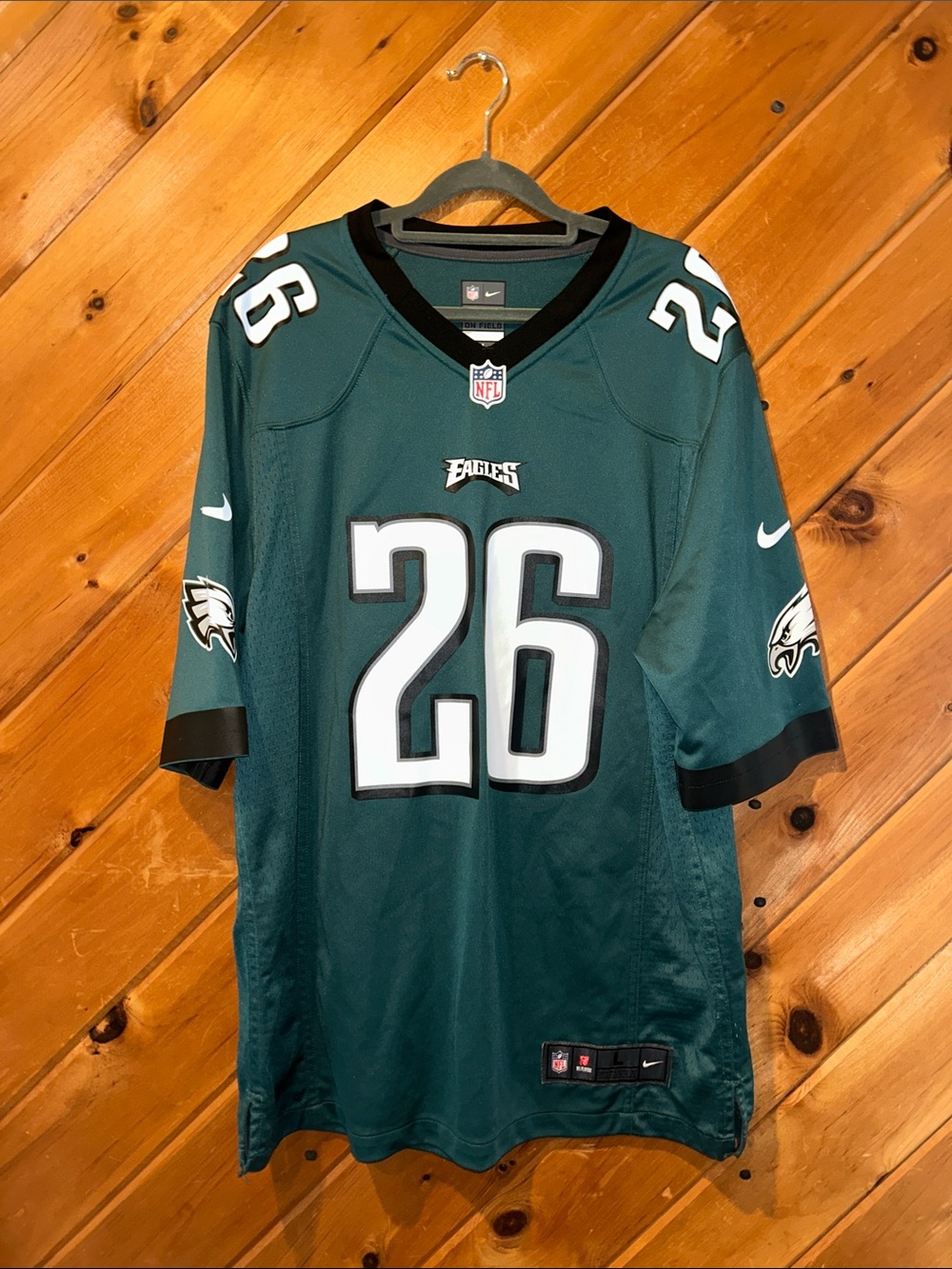 Miles Sanders #26 Philadelphia Eagles jersey in midnight green colorway